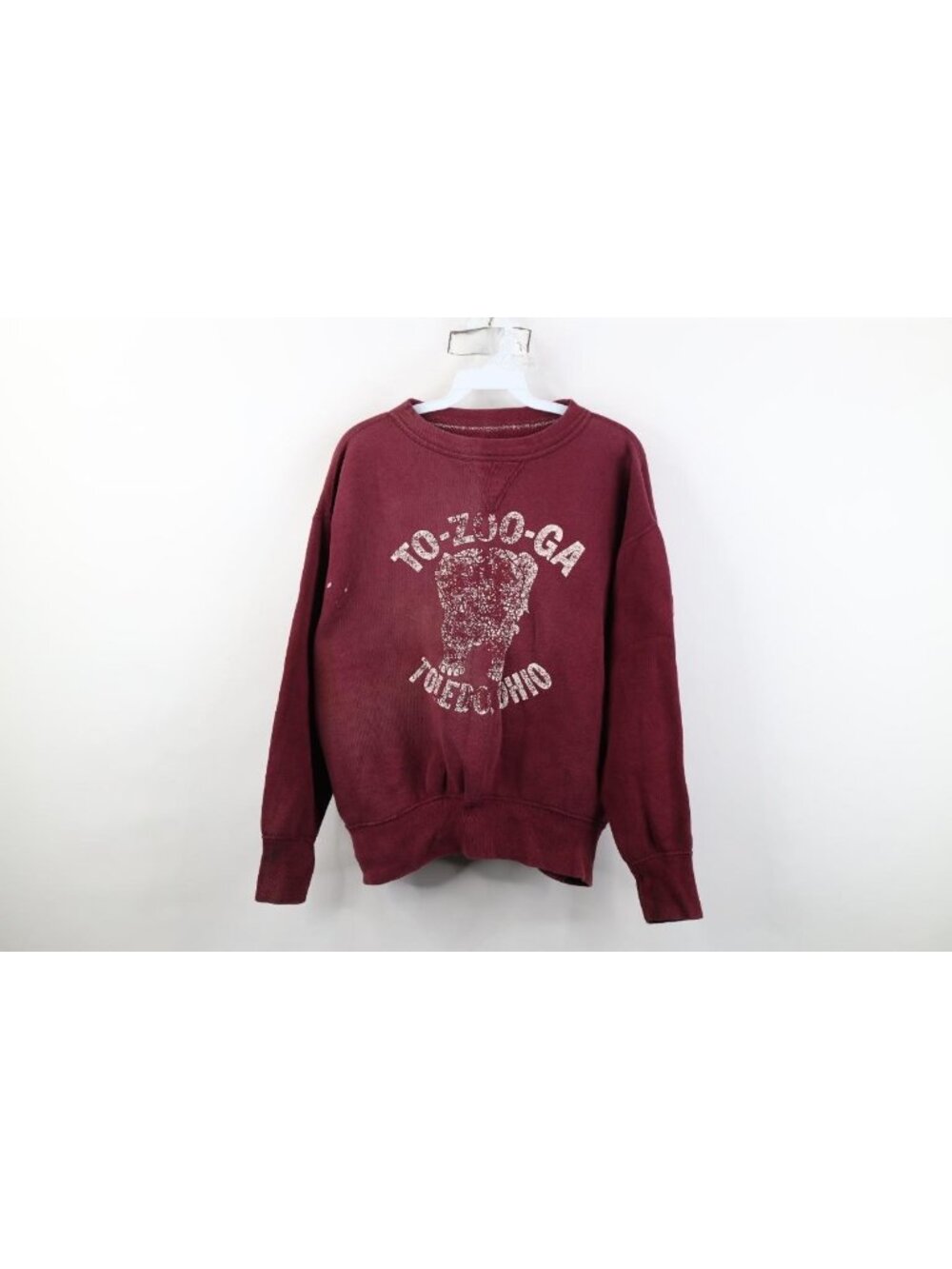Vtg 50s Mens Small Distressed Cotton V Notch Toledo Zoo Crewneck Sweatshirt USA
